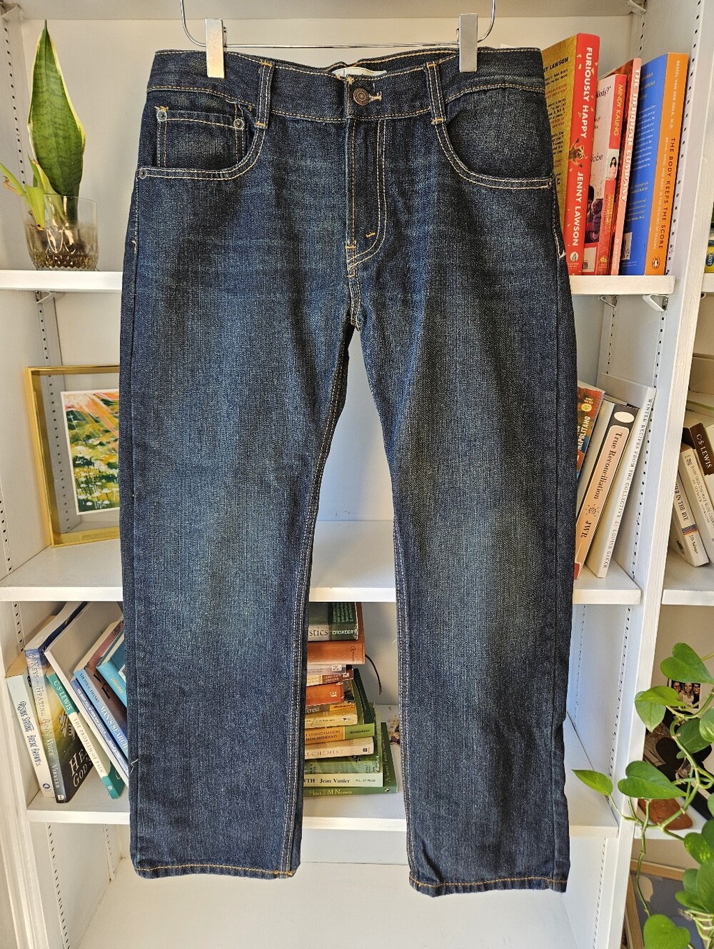 Levi's 505 Women's Straight Jeans in Dark Blue Denim Size 28x28